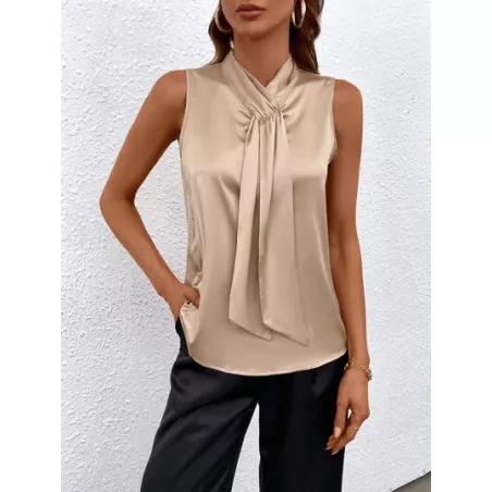 SHEIN Privé Camisa sin manga de cuello con cordón