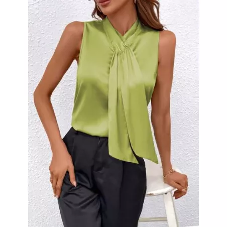 SHEIN Privé Camisa sin manga de cuello con cordón