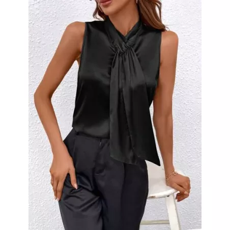 SHEIN Privé Camisa sin manga de cuello con cordón