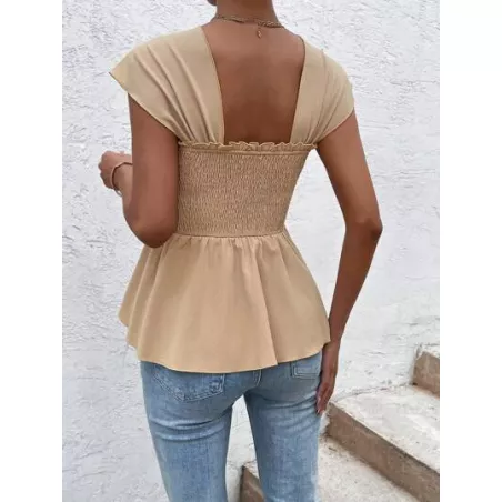 SHEIN VCAY Blusa peplum de hombros descubiertos ribete fruncido