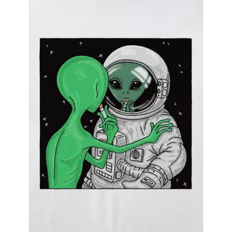 X Gotoup Camiseta de hombros caídos con estampado de extraterrestre