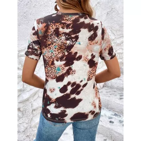 SHEIN LUNE Camiseta de leopardo & con estampado de letra