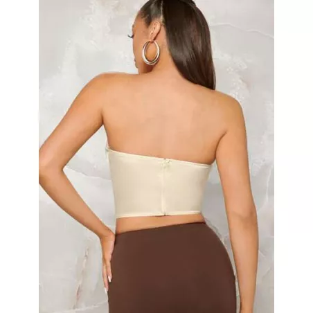 Top bandeau con cordón con costura delantera