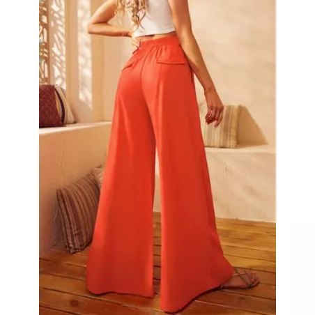 Pantalones de pierna ancha de talle alto con bolsillo oblicuo