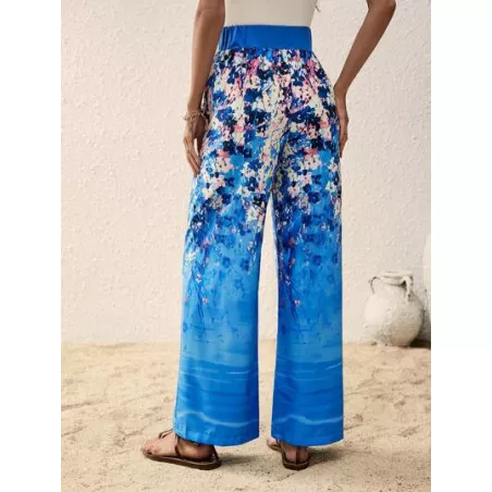 Pantalones de pierna ancha con estampado floral