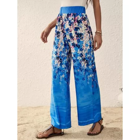 Pantalones de pierna ancha con estampado floral