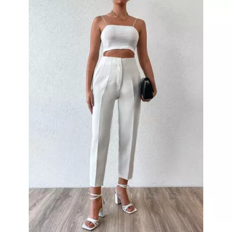 SHEIN Frenchy Pantalones de talle alto crop