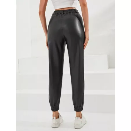 Pantalones jogger unicolor con cremallera crop