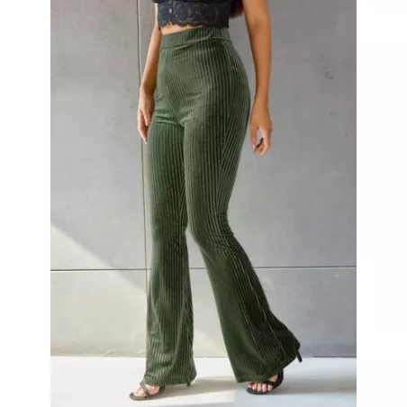 SHEIN EZwear Pantalones de terciopelo de pierna amplia unicolor