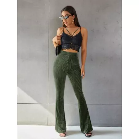 SHEIN EZwear Pantalones de terciopelo de pierna amplia unicolor