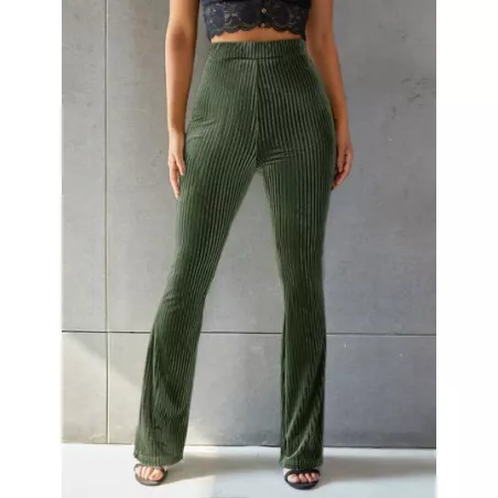 SHEIN EZwear Pantalones de terciopelo de pierna amplia unicolor