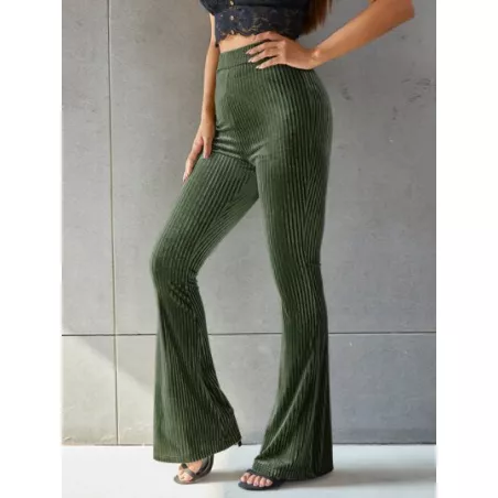 SHEIN EZwear Pantalones de terciopelo de pierna amplia unicolor