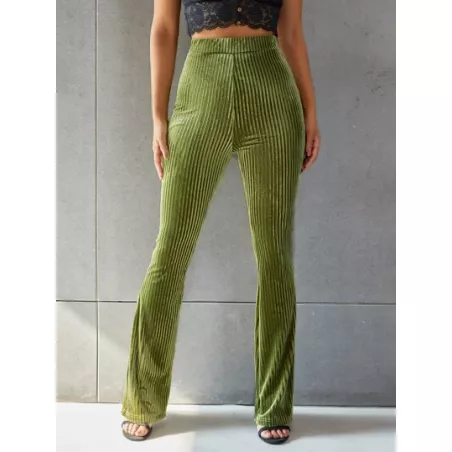 SHEIN EZwear Pantalones de terciopelo de pierna amplia unicolor