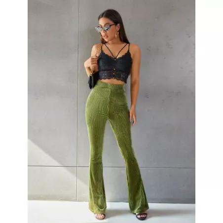 SHEIN EZwear Pantalones de terciopelo de pierna amplia unicolor