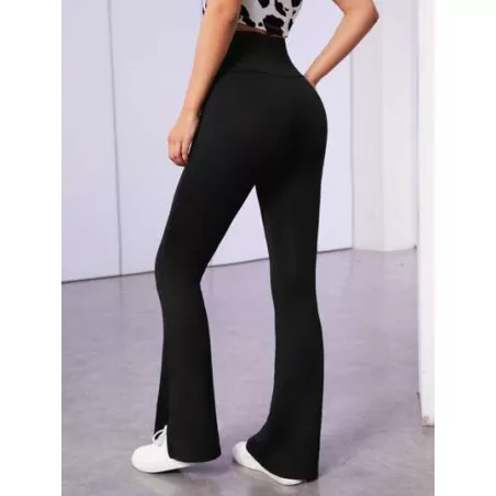 EZwear Pantalones acampanados de cintura ancha bajo con abertura