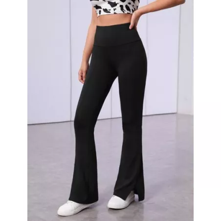 EZwear Pantalones acampanados de cintura ancha bajo con abertura