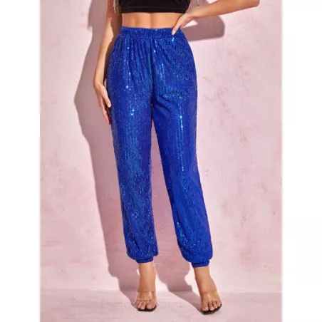 BAE Pantalones jogger de talle alto con lentejuelas