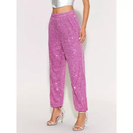 BAE Pantalones jogger de talle alto con lentejuelas