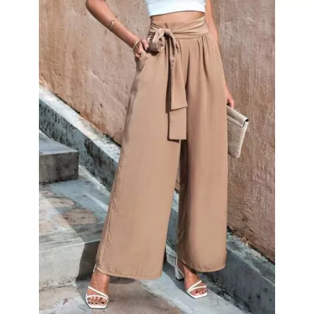 SHEIN Frenchy Pantalones de pierna ancha con cordón delantero