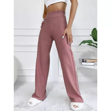 Pantalones unicolor de cintura elástica tejido de canalé