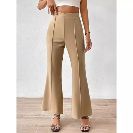 SHEIN Privé Pantalones acampanados de cintura doblada