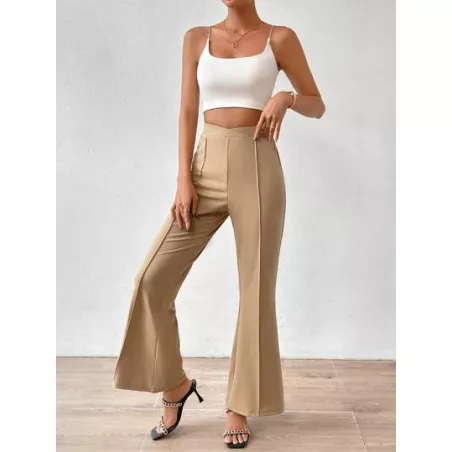 SHEIN Privé Pantalones acampanados de cintura doblada