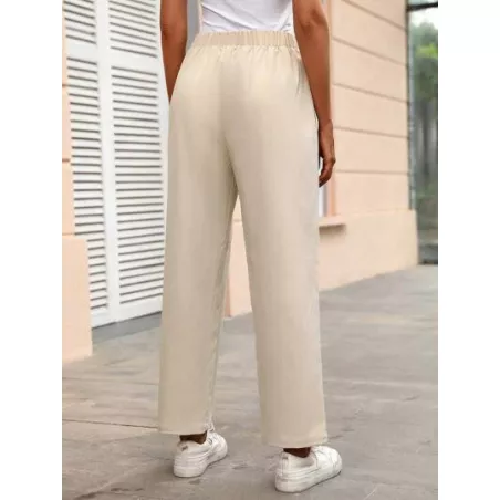 SHEIN LUNE Pantalones rectos de cintura con cordón