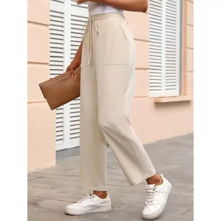 SHEIN LUNE Pantalones rectos de cintura con cordón