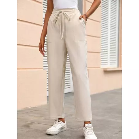 SHEIN LUNE Pantalones rectos de cintura con cordón