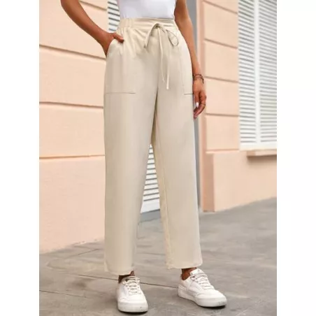 SHEIN LUNE Pantalones rectos de cintura con cordón