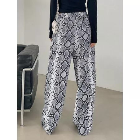 Pantalones rectos con estampado de piel de serpiente