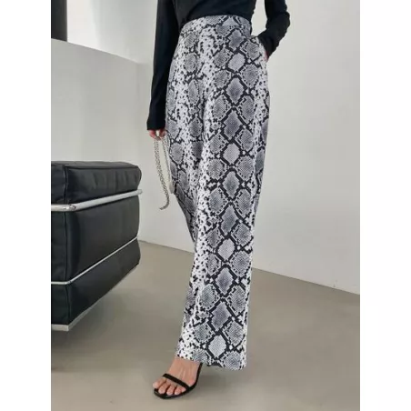 Pantalones rectos con estampado de piel de serpiente