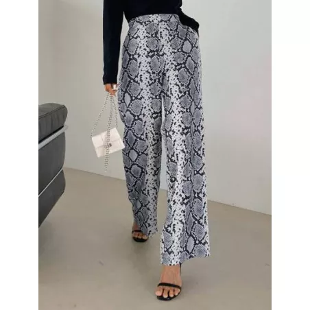 Pantalones rectos con estampado de piel de serpiente