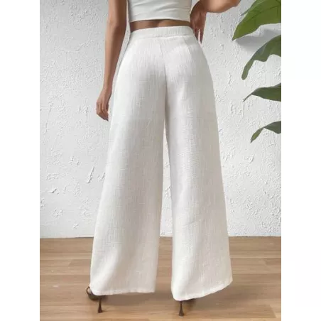 SHEIN Privé Pantalones de pierna ancha de talle alto con diseño de solapa