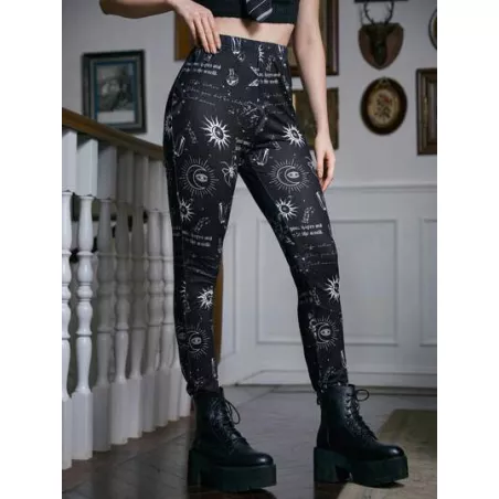 Academia Leggings con estampado de sol y luna