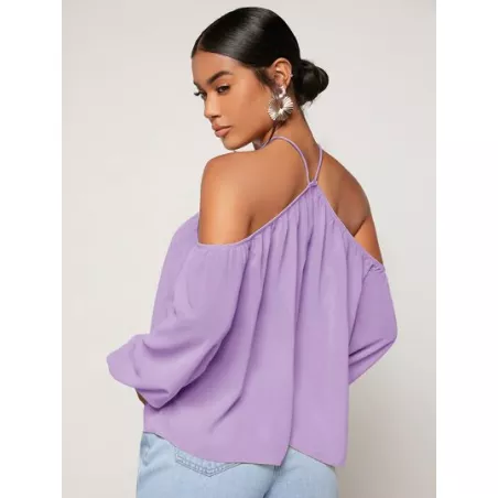 BAE Blusa unicolor de hombros descubiertos