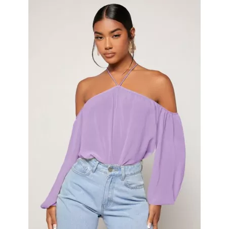 BAE Blusa unicolor de hombros descubiertos