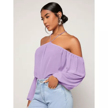 BAE Blusa unicolor de hombros descubiertos