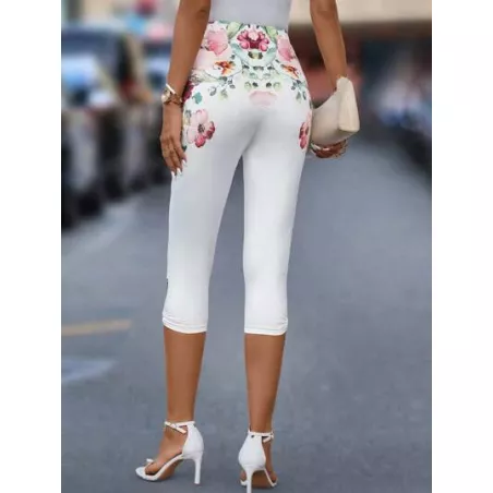 Leggings para Mujer Abertura Anilla Fruncido Floral Casual