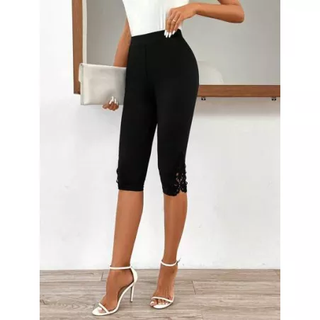 SHEIN Clasi Leggings unicolor con encaje en contraste capri