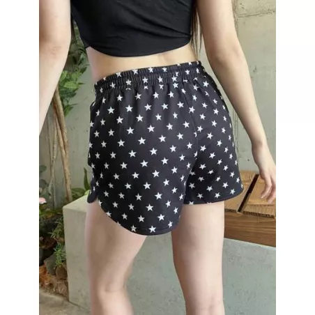 Shorts con estampado de estrella de cintura con cordón