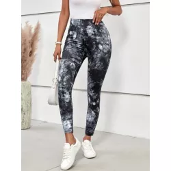 SHEIN LUNE Leggings con estampado de tie dye