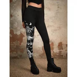 Goth Leggings de cráneo & ojo con estampado