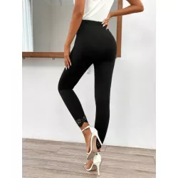 SHEIN LUNE Leggings cortado láser ribete en abanico