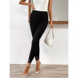 SHEIN LUNE Leggings cortado láser ribete en abanico