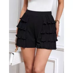 Essnce Shorts de talle alto ribete con fruncido