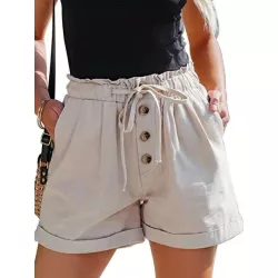 Shorts con cordón de cintura con volante bajo de doblez