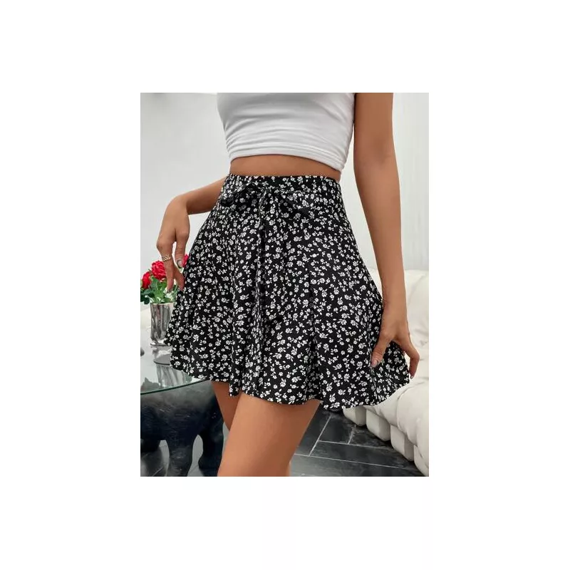 SHEIN VCAY Skort con estampado floral pierna amplia