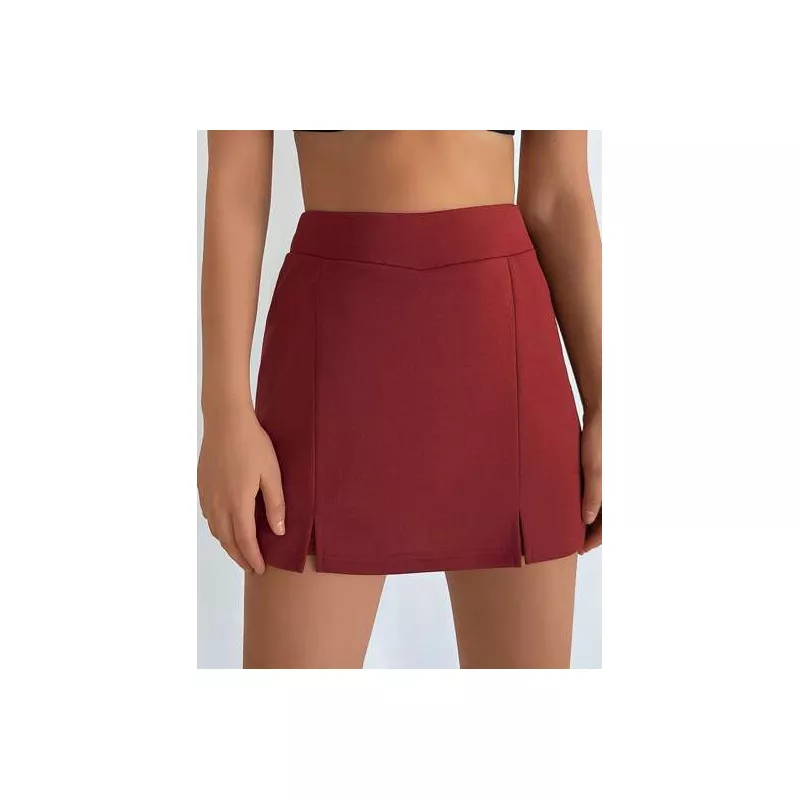 Skort unicolor bajo con abertura