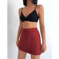 Skort unicolor bajo con abertura